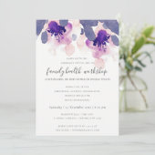 パープルピンクのインク水カラーフローラワークショップイベント 招待状 (スタンド正面)