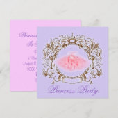 パープルピンクのチュチュプリンセス誕生日パーティー招待状 招待状 (正面/裏面)