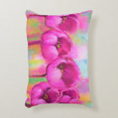 パープルピンクのチューリップのアクセント絵画枕 – s アクセントクッション (正面(垂直))