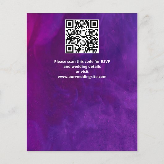 パープルピンクのバラエレガントスの予算の結婚式の招待 (裏面)