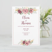 パープルピンクのバラモダンスの結婚カードの招待状 招待状 (スタンド正面)