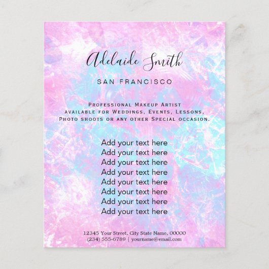 パープルピンクのパステルブルー大理石 チラシ (正面)