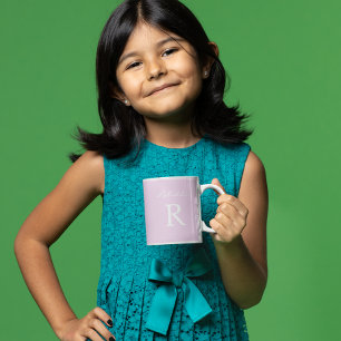 パープルピンクのパーソナライズされたミニマリストモノグラムイースター コーヒーマグカップ