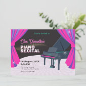 パープルピンクのピアノステージ発表会 招待状 (スタンド正面)