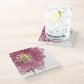 パープルピンクのフラワーガラスコースター ガラスコースター (アングル)
