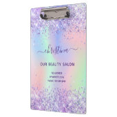 パープルピンクのホログラフィックビジネス クリップボード (左)