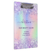 パープルピンクのホログラフィックビジネス クリップボード (右)