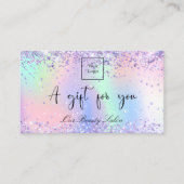 パープルピンクのホログラフィックQRコードギフト証明書 名刺 (正面)