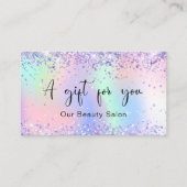 パープルピンクのホログラフィックQRコードギフト証明書 名刺 (正面)