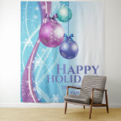 パープルピンクのボール スノーフレークのクリスマスグリーティング タペストリー (インサイチュ)