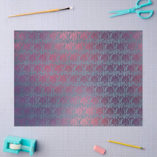 パープルピンクのメタリックアールデコファンの切り離し 薄葉紙 (クラフト)