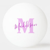 パープルピンクのモノグラム名イニシャル 卓球ボール (正面)