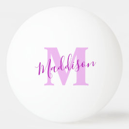 パープルピンクのモノグラム名イニシャル 卓球ボール