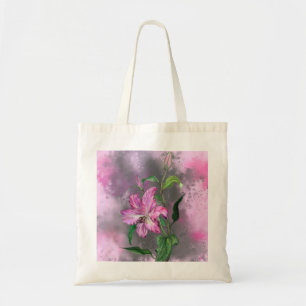 パープルピンクのユリの花トートバッグユリ絵画ーズ トートバッグ