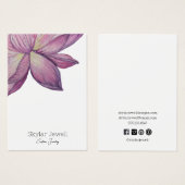 パープルピンクのロータスイヤリングディスプレイカード (正面&裏面)