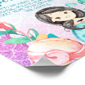 パープルピンクの人魚ガール赤ちゃんシャワーおむつラッフル ポスター (角)