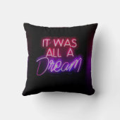 パープルピンクの単語文字アートそれは夢のサインだった クッション (裏面)