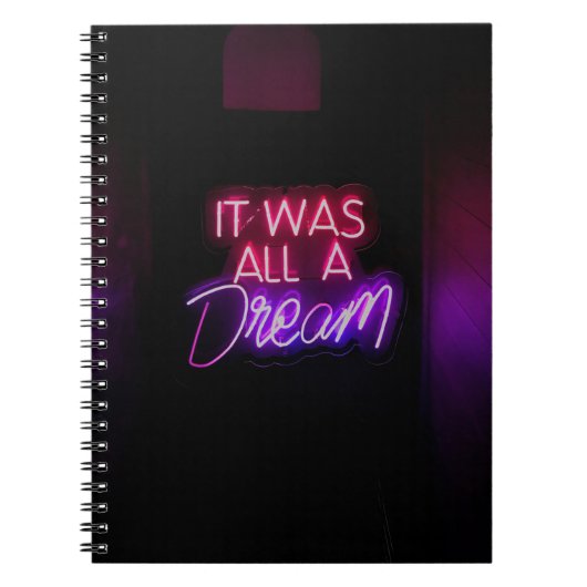 パープルピンクの単語文字アートそれは夢のサインだった ノートブック (正面)