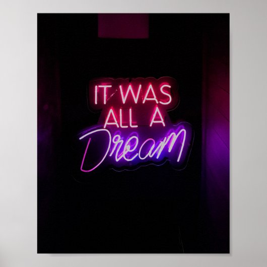 パープルピンクの単語文字アートそれは夢のサインだった ポスター (正面)