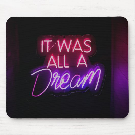 パープルピンクの単語文字アートそれは夢のサインだった マウスパッド (正面)