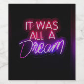 パープルピンクの単語文字アートそれは夢のサインだった ワインラベル (シングルラベル)