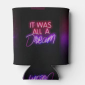 パープルピンクの単語文字アートそれは夢のサインだった 缶クーラー (裏面)