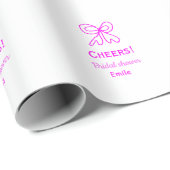 パープルピンクの弓の結婚前お披露目に名前を追加 ラッピングペーパー (ロールコーナー)