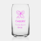 パープルピンクの弓の結婚前お祝い　名前を追加 ガラス缶 (裏面)