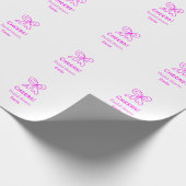 パープルピンクの弓の結婚前お祝い　名前を追加 ラッピングペーパー (角)