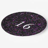 パープルピンクの抽象芸術パターンかわいい16誕生日 ペーパープレート (アングル)