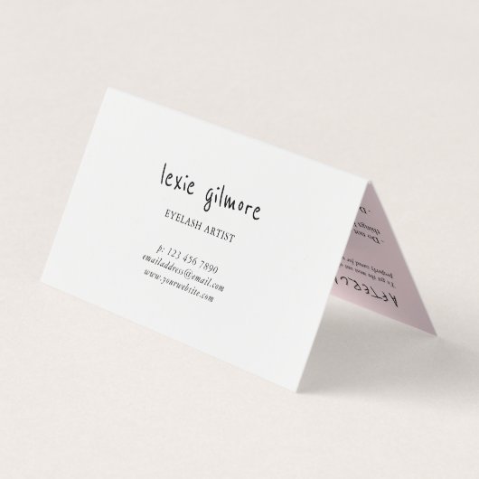 パープルピンクの水の色ラッシュアーティストアフターケア 名刺 (裏面)