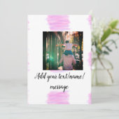 パープルピンクの水彩画 父 息子 お父さん 追加画像テ 招待状 (スタンド正面)