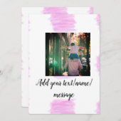 パープルピンクの水彩画 父 息子 お父さん 追加画像テ 招待状 (正面/裏面)