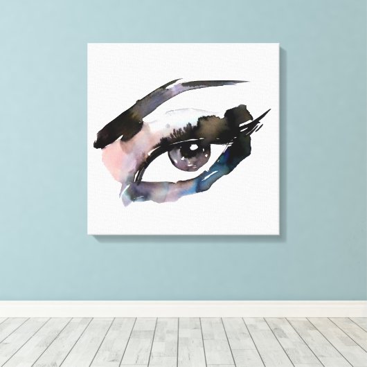 パープルピンクの水色の目まぶしメイクアップブランディング キャンバスプリント (インサイチュ (ウッドフロア))