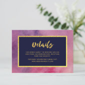 パープルピンクの水色フェイク金ゴールド結婚の詳細 エンクロージャーカード (スタンド正面)