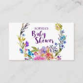 パープルピンクの花おむつラッフル招待状インサート エンクロージャーカード (裏面)