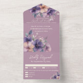 パープルピンクの花のオールインワン結婚式招待状 オールインワン招待状 (内側)