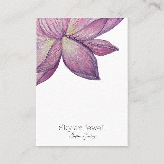 パープルピンクの蓮の花のイヤリングディスプレイ 名刺 (正面)