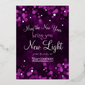 パープルピンクの輝きライトカンパニークリスマス 箔シーズンカード (正面)