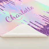 パープルピンクはホログラフィック名イニシャル シェルパブランケット (3/4)