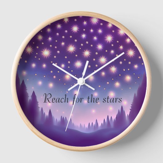 パープルピンクやる気を起こさせる文字ウォールクロック 壁時計 (正面)