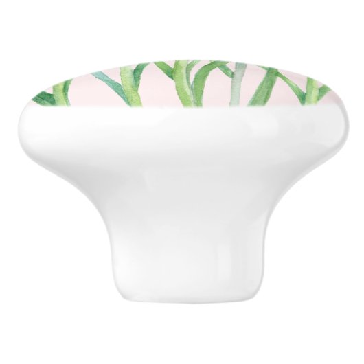 パープルピンクアリウムフラワーウォーターイラストレーション セラミックノブ (側面)