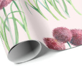 パープルピンクアリウムフラワーウォーターイラストレーション ラッピングペーパー (ロールコーナー)