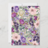 パープルピンクウォーターカラーガーデンフローラブライダルシャワー 招待状 (裏面)