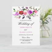 パープルピンクウォーターカラーフローラ結婚式招待状 招待状 (スタンド正面)