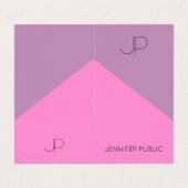 パープルピンクエレガントモダンモノグラムのテンプレート 名刺 (外部フラット)