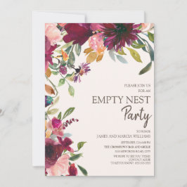 パープルピンクエレガント金ゴールドフローラ空のネストパーティー 招待状