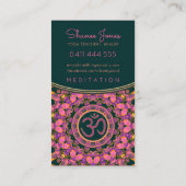 パープルピンクオウムマンダラOMヨガビジネスカード 名刺 (裏面)