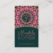 パープルピンクオウムマンダラOMヨガビジネスカード 名刺 (正面)