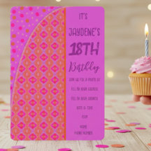 パープルピンクオレンジピーチダイヤモンドドット招待状